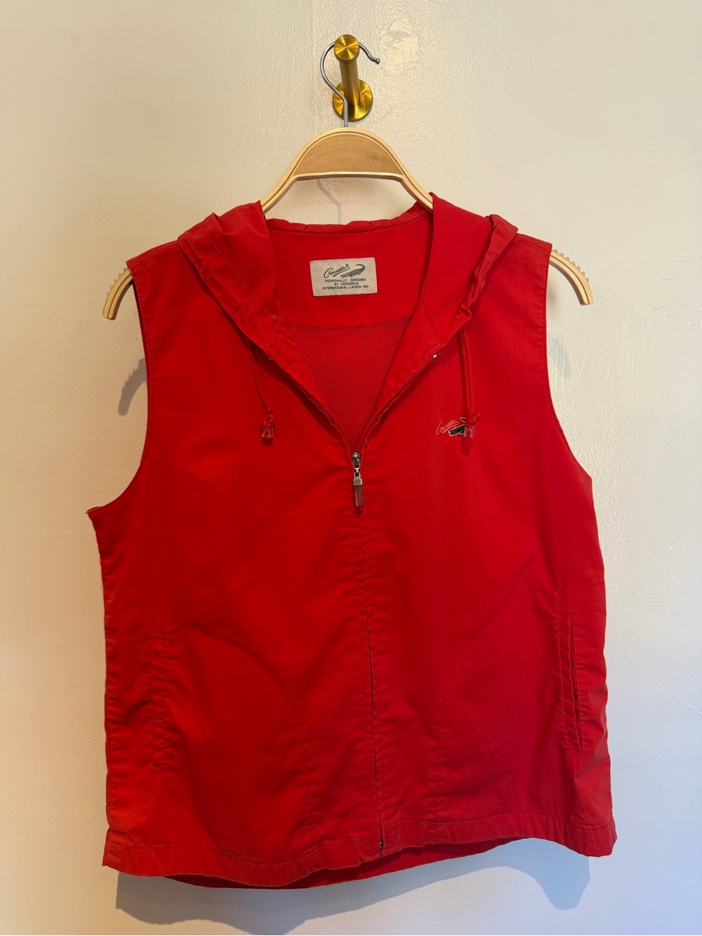 Red Crocodile Sleeveless Zip-Up Hooded Vest